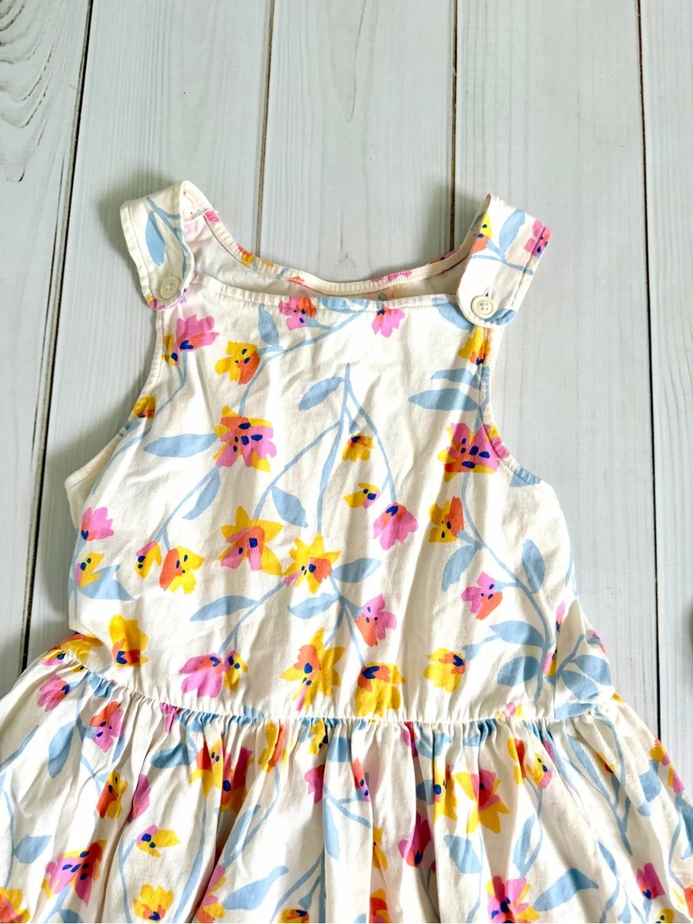 Tea Collection White Sundress with Yellow & Pink Floral Print